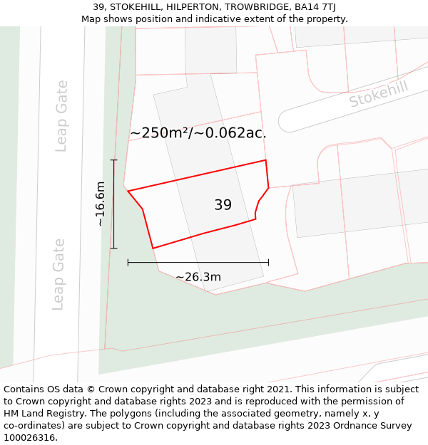 39, STOKEHILL, HILPERTON, TROWBRIDGE, BA14 7TJ: Plot and title map