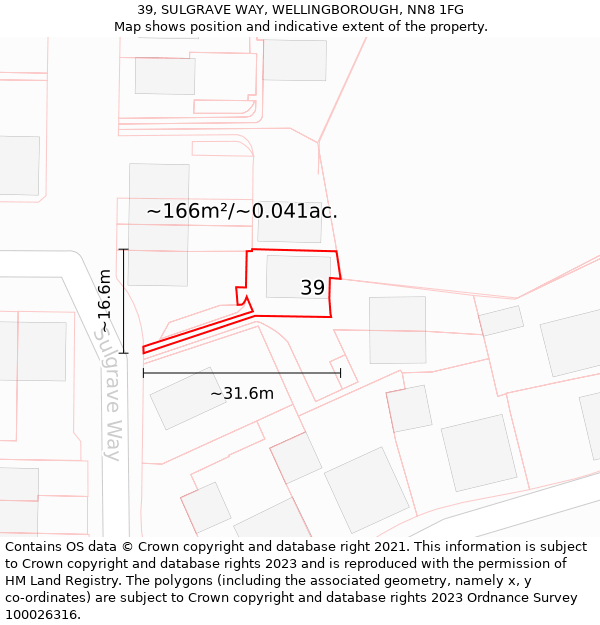 39, SULGRAVE WAY, WELLINGBOROUGH, NN8 1FG: Plot and title map