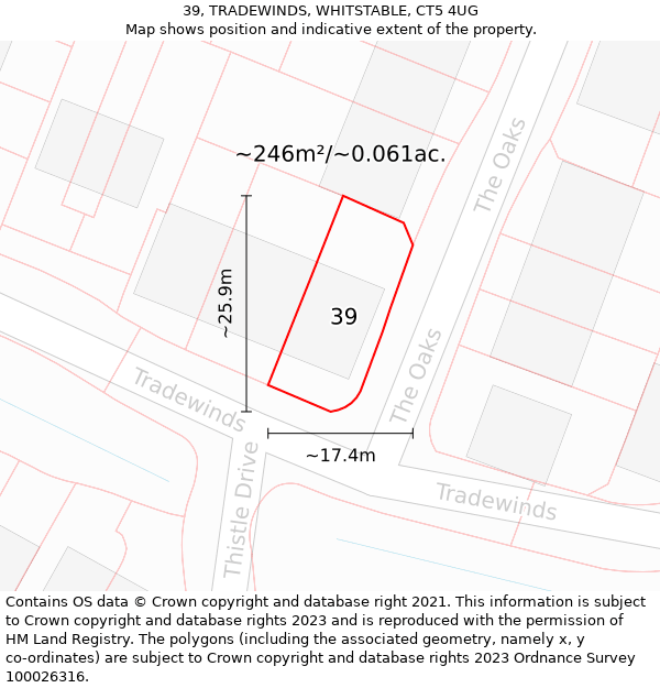 39, TRADEWINDS, WHITSTABLE, CT5 4UG: Plot and title map