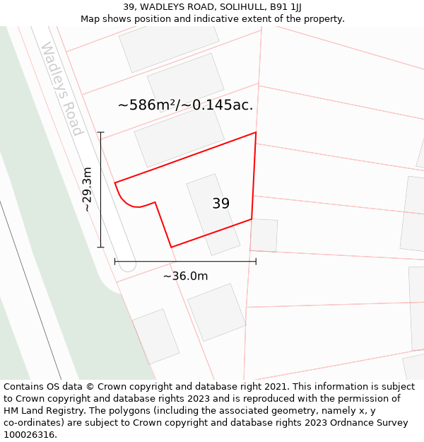 39, WADLEYS ROAD, SOLIHULL, B91 1JJ: Plot and title map