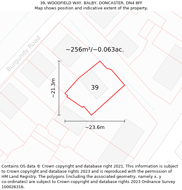 39, WOODFIELD WAY, BALBY, DONCASTER, DN4 8FF: Plot and title map