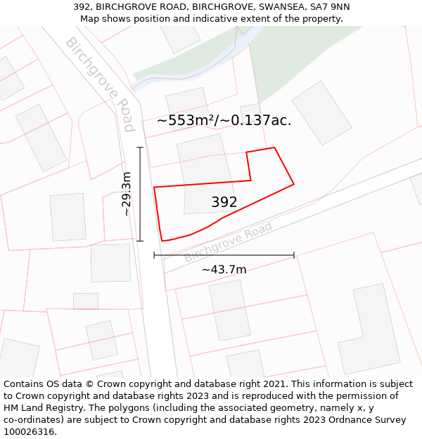 392, BIRCHGROVE ROAD, BIRCHGROVE, SWANSEA, SA7 9NN: Plot and title map