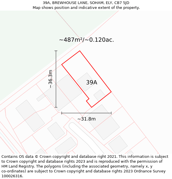 39A, BREWHOUSE LANE, SOHAM, ELY, CB7 5JD: Plot and title map