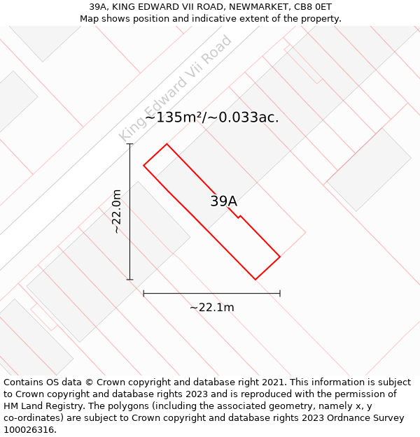 39A, KING EDWARD VII ROAD, NEWMARKET, CB8 0ET: Plot and title map