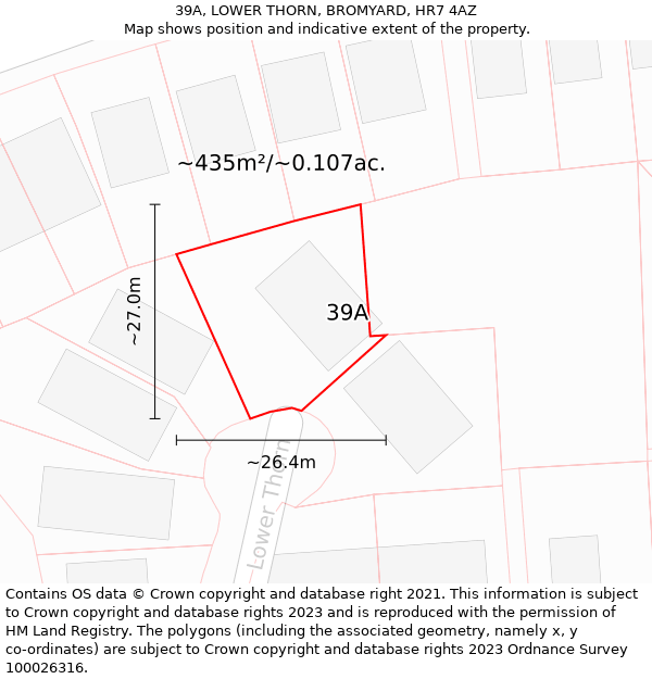 39A, LOWER THORN, BROMYARD, HR7 4AZ: Plot and title map