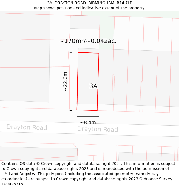 3A, DRAYTON ROAD, BIRMINGHAM, B14 7LP: Plot and title map