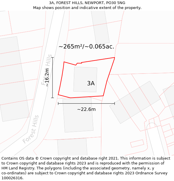 3A, FOREST HILLS, NEWPORT, PO30 5NG: Plot and title map