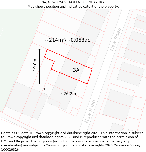 3A, NEW ROAD, HASLEMERE, GU27 3RP: Plot and title map