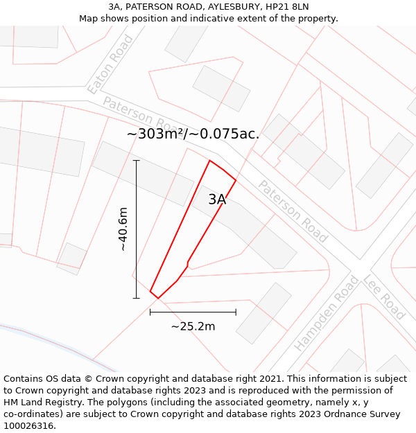 3A, PATERSON ROAD, AYLESBURY, HP21 8LN: Plot and title map