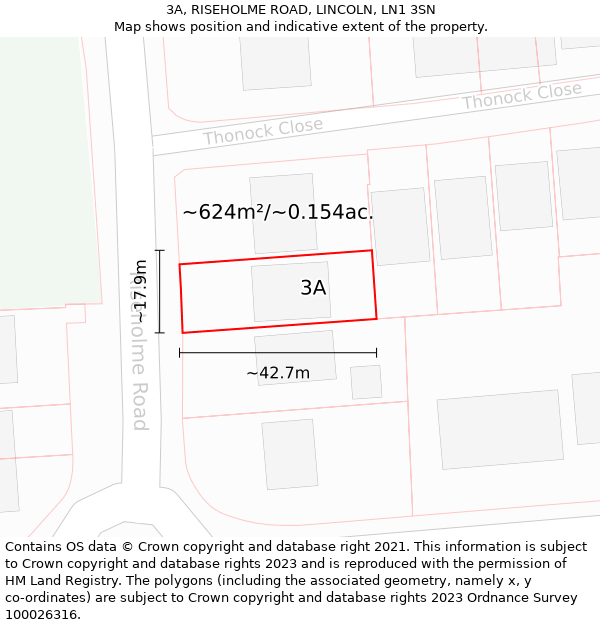 3A, RISEHOLME ROAD, LINCOLN, LN1 3SN: Plot and title map