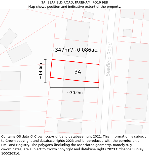 3A, SEAFIELD ROAD, FAREHAM, PO16 9EB: Plot and title map