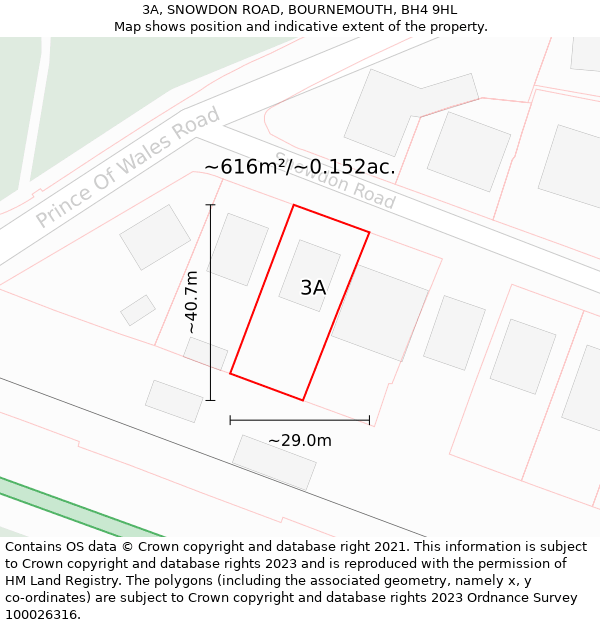 3A, SNOWDON ROAD, BOURNEMOUTH, BH4 9HL: Plot and title map