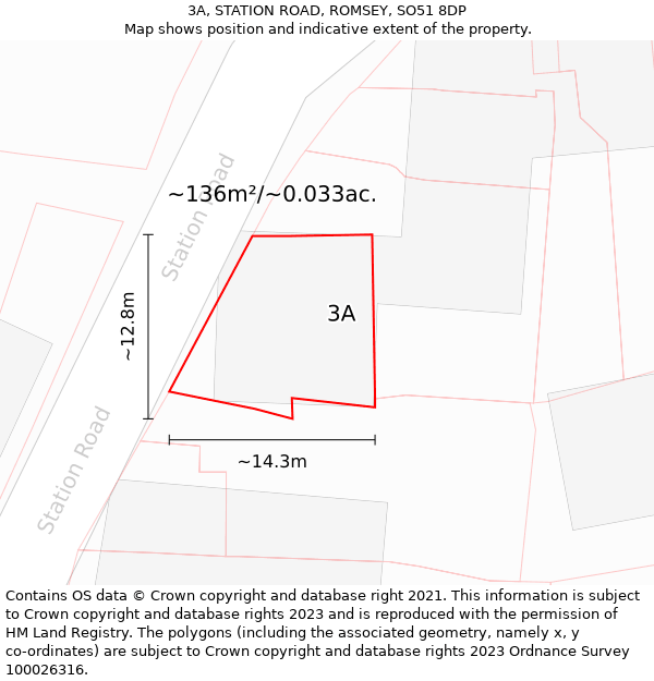 3A, STATION ROAD, ROMSEY, SO51 8DP: Plot and title map