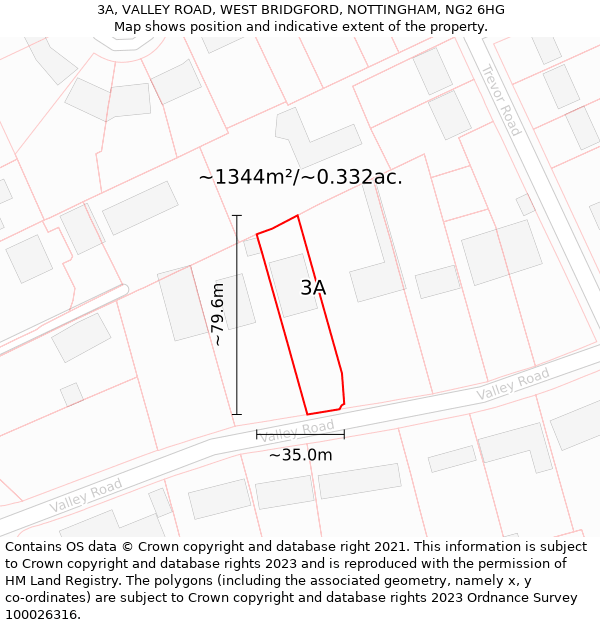 3A, VALLEY ROAD, WEST BRIDGFORD, NOTTINGHAM, NG2 6HG: Plot and title map