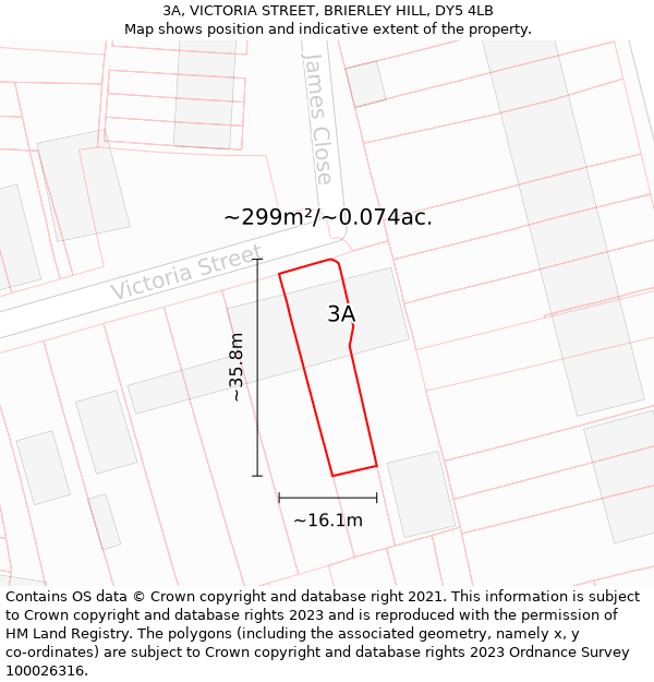 3A, VICTORIA STREET, BRIERLEY HILL, DY5 4LB: Plot and title map