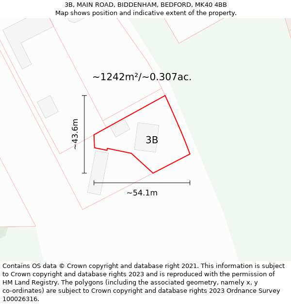 3B, MAIN ROAD, BIDDENHAM, BEDFORD, MK40 4BB: Plot and title map