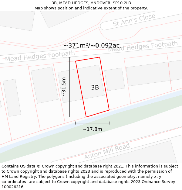 3B, MEAD HEDGES, ANDOVER, SP10 2LB: Plot and title map