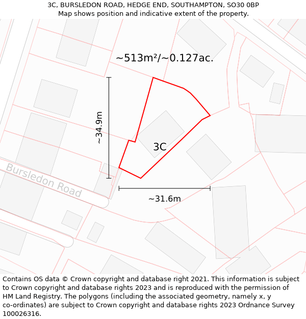 3C, BURSLEDON ROAD, HEDGE END, SOUTHAMPTON, SO30 0BP: Plot and title map