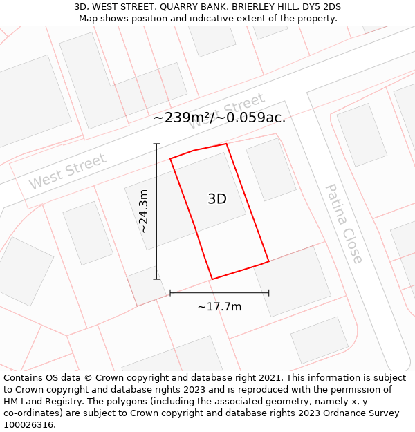 3D, WEST STREET, QUARRY BANK, BRIERLEY HILL, DY5 2DS: Plot and title map