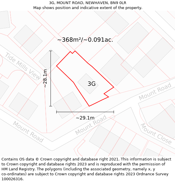 3G, MOUNT ROAD, NEWHAVEN, BN9 0LR: Plot and title map