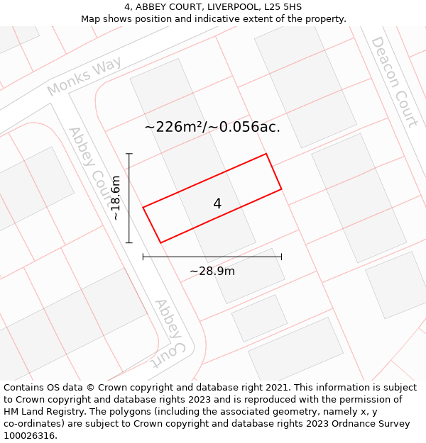 4, ABBEY COURT, LIVERPOOL, L25 5HS: Plot and title map