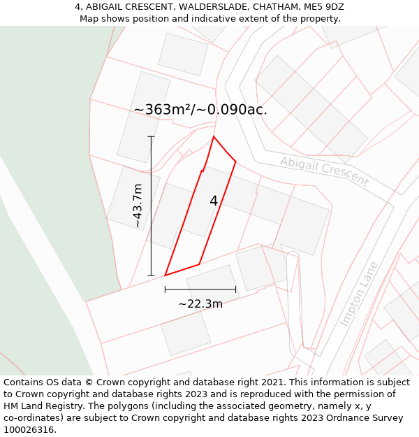 4, ABIGAIL CRESCENT, WALDERSLADE, CHATHAM, ME5 9DZ: Plot and title map