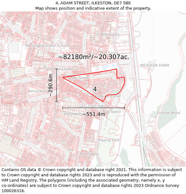 4, ADAM STREET, ILKESTON, DE7 5BE: Plot and title map