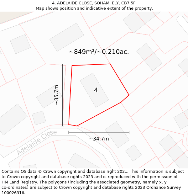 4, ADELAIDE CLOSE, SOHAM, ELY, CB7 5FJ: Plot and title map