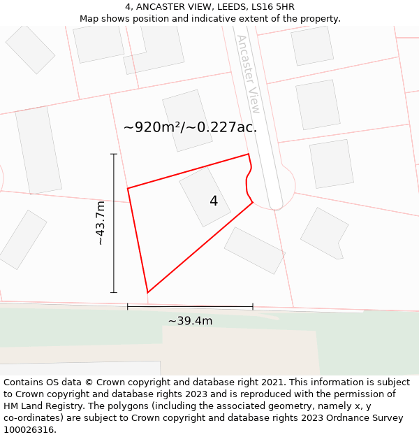 4, ANCASTER VIEW, LEEDS, LS16 5HR: Plot and title map