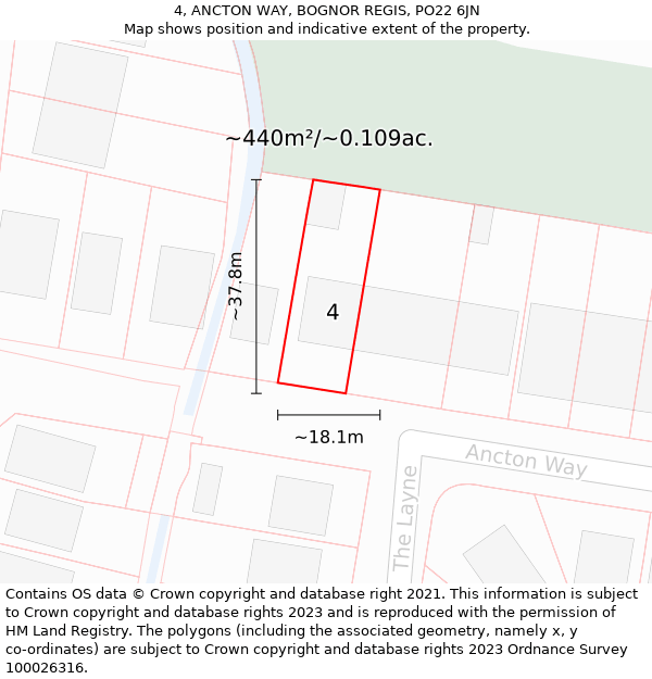 4, ANCTON WAY, BOGNOR REGIS, PO22 6JN: Plot and title map