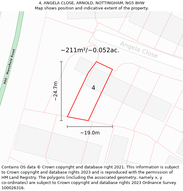 4, ANGELA CLOSE, ARNOLD, NOTTINGHAM, NG5 8HW: Plot and title map