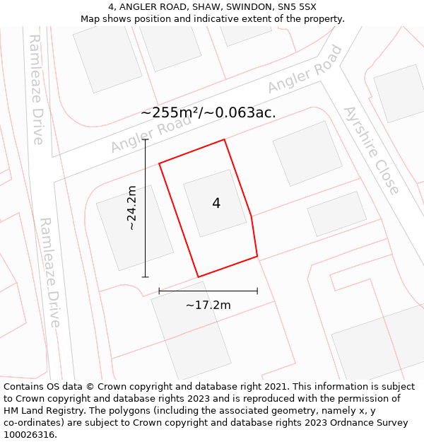 4, ANGLER ROAD, SHAW, SWINDON, SN5 5SX: Plot and title map