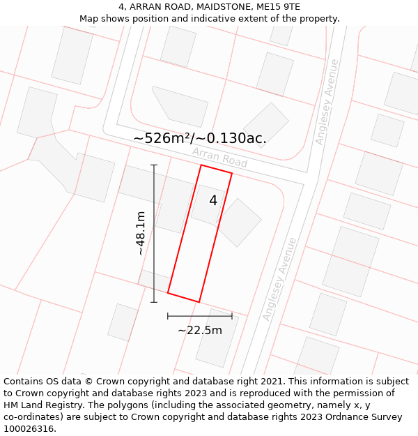 4, ARRAN ROAD, MAIDSTONE, ME15 9TE: Plot and title map