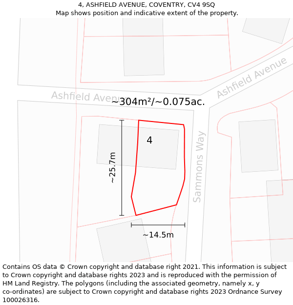 4, ASHFIELD AVENUE, COVENTRY, CV4 9SQ: Plot and title map