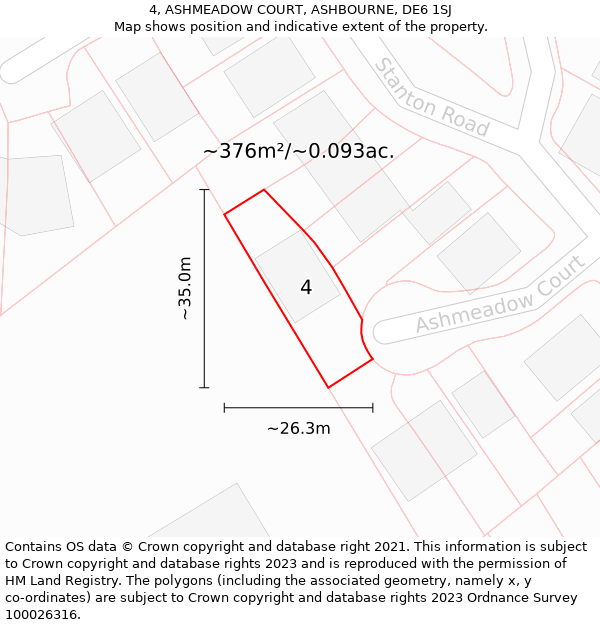 4, ASHMEADOW COURT, ASHBOURNE, DE6 1SJ: Plot and title map