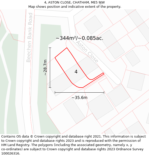 4, ASTON CLOSE, CHATHAM, ME5 9JW: Plot and title map