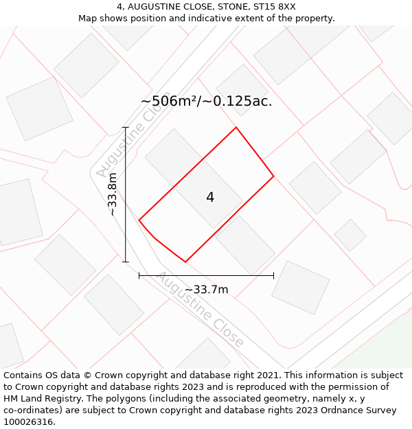 4, AUGUSTINE CLOSE, STONE, ST15 8XX: Plot and title map