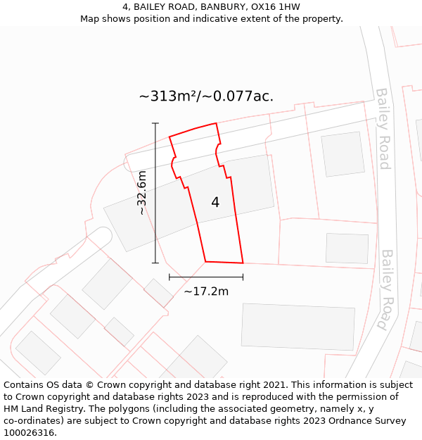 4, BAILEY ROAD, BANBURY, OX16 1HW: Plot and title map