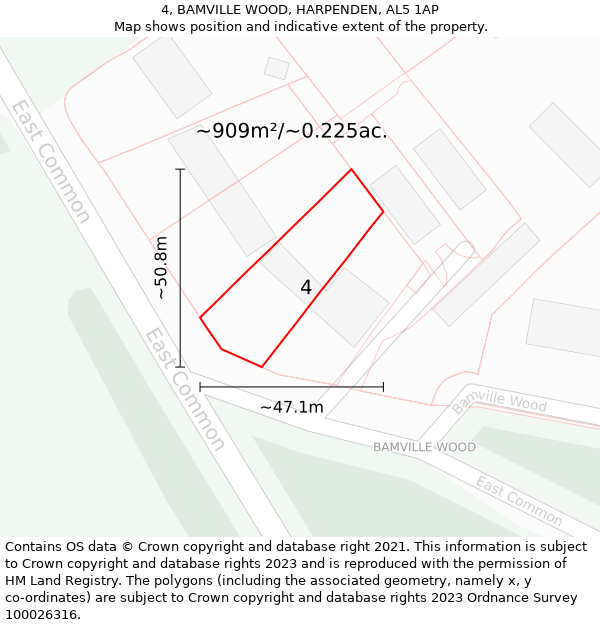 4, BAMVILLE WOOD, HARPENDEN, AL5 1AP: Plot and title map