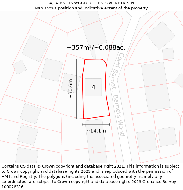 4, BARNETS WOOD, CHEPSTOW, NP16 5TN: Plot and title map