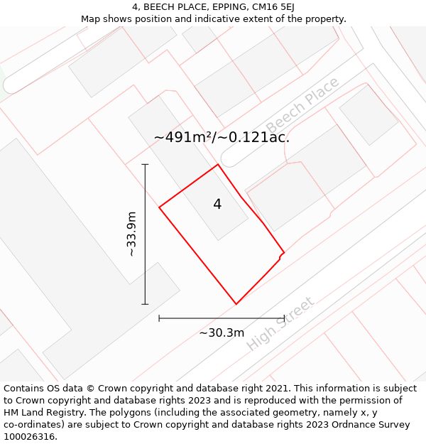 4, BEECH PLACE, EPPING, CM16 5EJ: Plot and title map