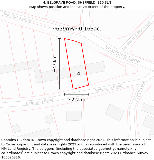 4, BELGRAVE ROAD, SHEFFIELD, S10 3LN: Plot and title map