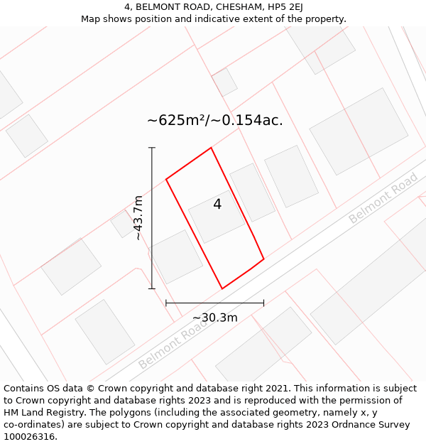 4, BELMONT ROAD, CHESHAM, HP5 2EJ: Plot and title map