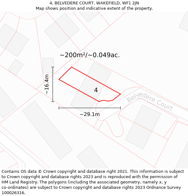 4, BELVEDERE COURT, WAKEFIELD, WF1 2JN: Plot and title map