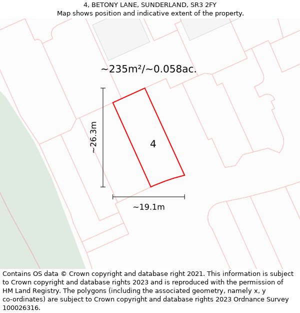 4, BETONY LANE, SUNDERLAND, SR3 2FY: Plot and title map