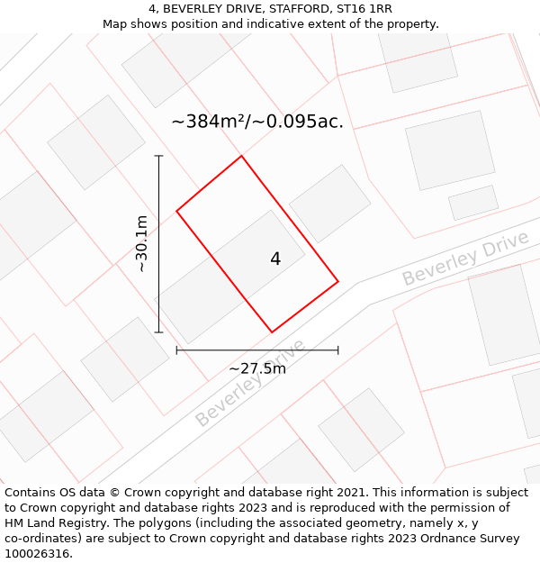 4, BEVERLEY DRIVE, STAFFORD, ST16 1RR: Plot and title map
