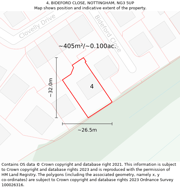 4, BIDEFORD CLOSE, NOTTINGHAM, NG3 5UP: Plot and title map