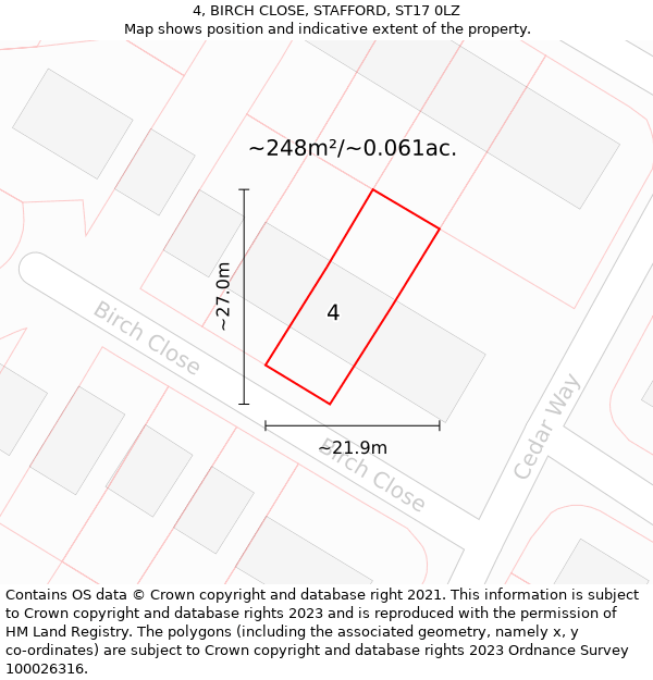 4, BIRCH CLOSE, STAFFORD, ST17 0LZ: Plot and title map