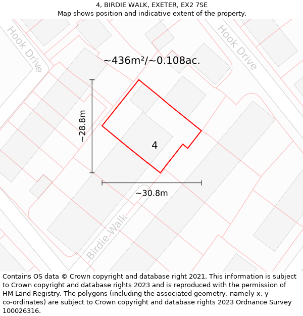 4, BIRDIE WALK, EXETER, EX2 7SE: Plot and title map