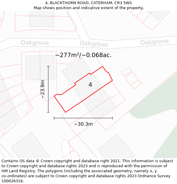 4, BLACKTHORN ROAD, CATERHAM, CR3 5WS: Plot and title map